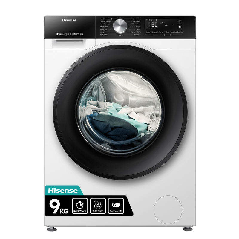 MÁQUINA DE LAVAR ROUPA HISENSE WF3S9043BW3( 1400 RPM - 9 KG - BRA