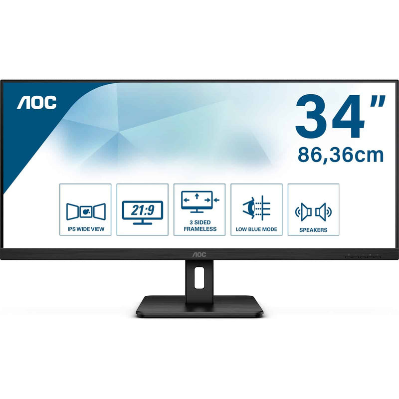 AOC MONITOR LED IPS 34" 21:9 QHD HDMI DP COLUNAS Q34E2A