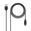 Nanocable USB 2.0, 1m cabo USB USB C USB A Preto