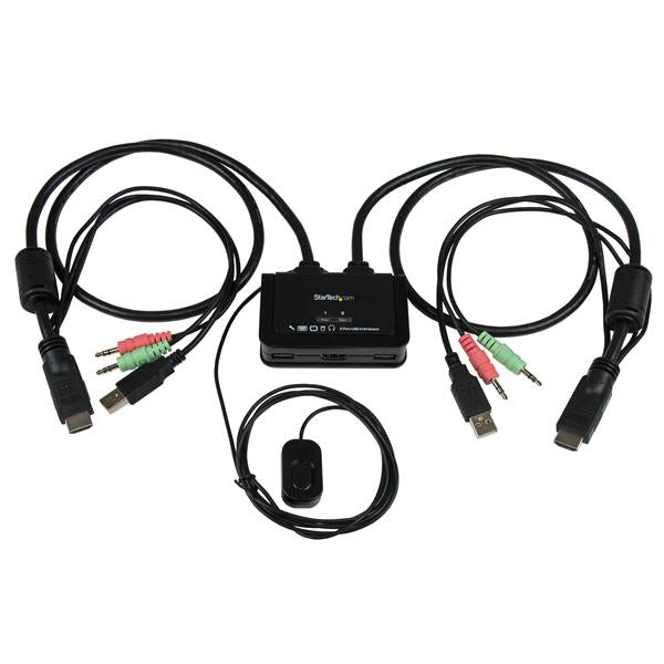 StarTech.com Comutador KVM de cabo HDMI USB de 2 portas com áudio