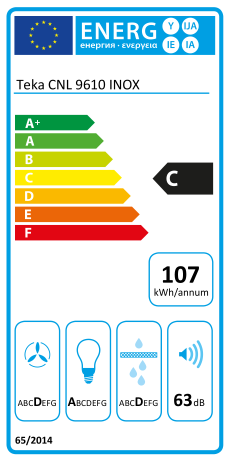 Teka CNL 9610 Semi embutido (deslizante) Aço inoxidável 694 m³/h