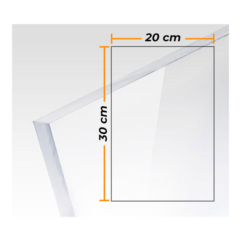 PLACA METACRILATO TRANSPARENTE COLADA 3MM - 20X30CM.