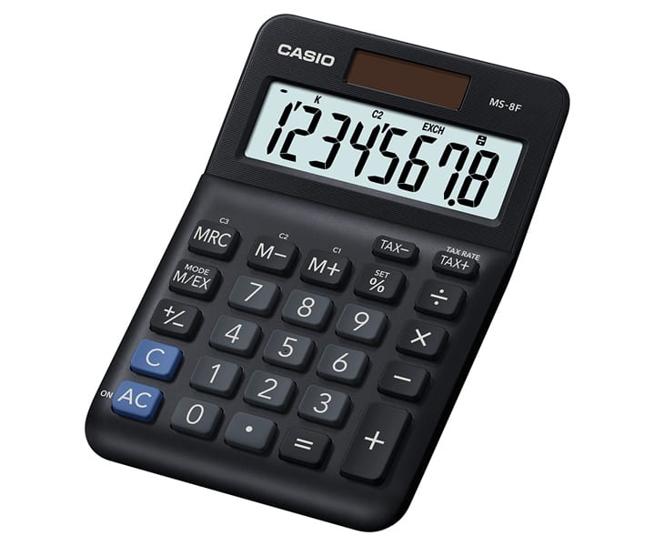 CALCULADORA CASIO SECRETARIA   -MS8F ( PRETO  - VISOR DE 8 DÍGITO