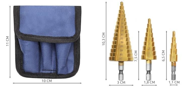 CONJUNTO DE 3 BROCAS CÔNICAS ESCALONADAS