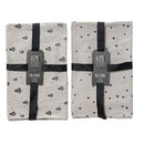 NAPEROM CINZENTO COM ESTAMPADOS PRETOS, 2 MODELOS, 32X0,5X150CM.