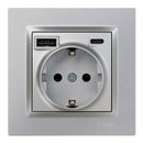 BASE TOMADA SCHUKO + USB A+ C 10,5 W 16 A 250 V~, SIMON 10, ALUMÍ