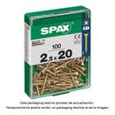 CAIXA 100 UNID. PARAFUSO MADEIRA SPAX CABEZA PLANA YELLOX 2,5X20M