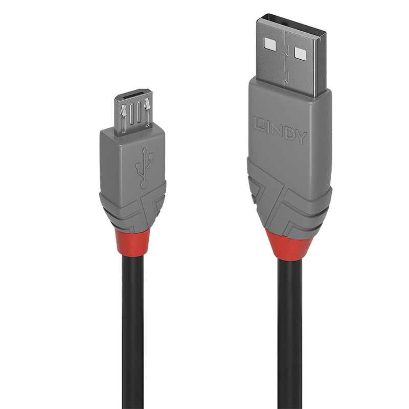 Lindy 36733 cabo USB 2 m USB 2.0 USB A Micro-USB B Preto, Cinzent