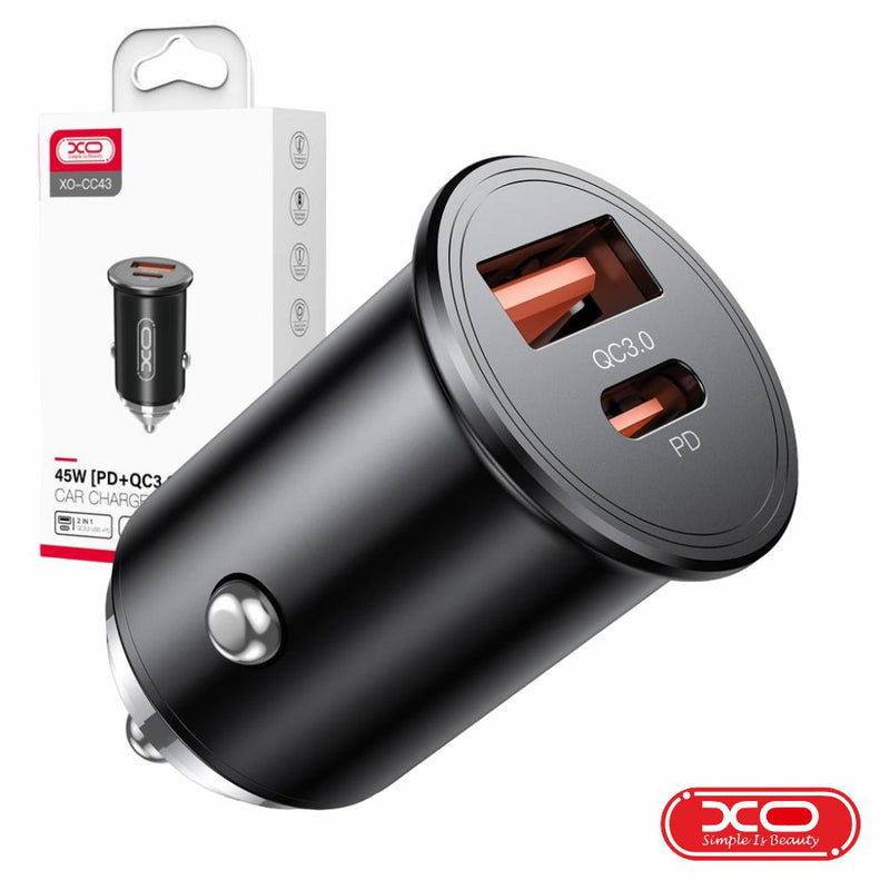 ADAPTADOR ISQUEIRO USB-A QC 3.0  USB-C PD 3.0 4.5A 45W XO