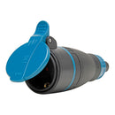 FICHA FÊMEA BIPOLAR COM T/T E TAMPA AZUL 16A 250 V, IP44, PRETA,
