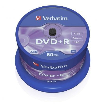 VERBATIM DVD+R 16X 4.7GB 120MIN MATT SILVER BOBINE (CAKE) PACK 50