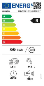 MÁQUINA DE LAVAR LOUÇA DE ENCASTRE GRUNDIG GNVP4621C INT 3B