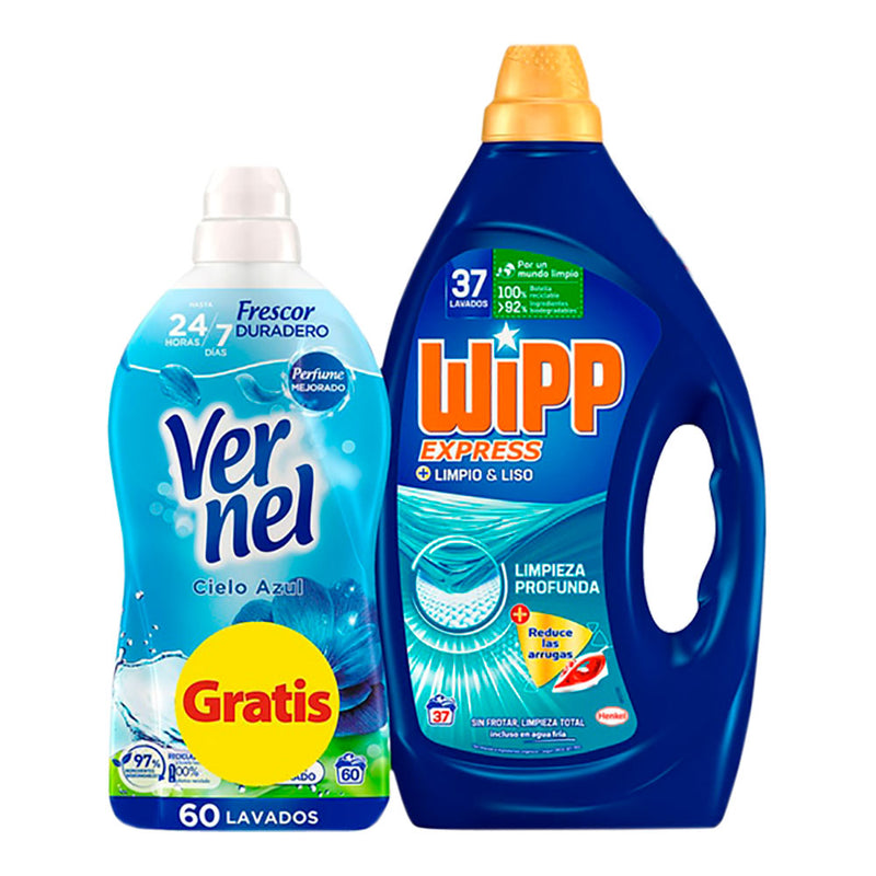 PACK DETERGENTE WIPP GEL LIMPO LISO 35 + VERNEL 60 LAVAGENS