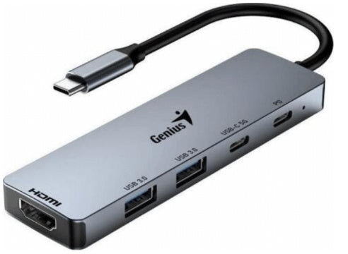 UH-500, 5-IN-1 METALLIC USB HUB, WITH PD POWER IN FOR CHARGING, H