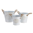 BALDE DE ZINCO COM PEGAS DE CORDA, KIT DE 3UNID. Ø20X17CM Ø17X15C