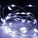 GRINALDA BRANCO FRIO 40 LEDS A PILHAS COM CABO ARAME PRATEADO IP2