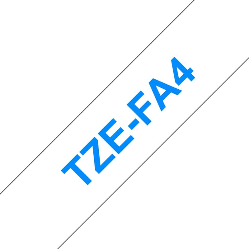 FITA COMPATÃ­VEL BROTHER TZEFA4 TÃªXTIL TEXTO AZUL EM FUNDO BRANC