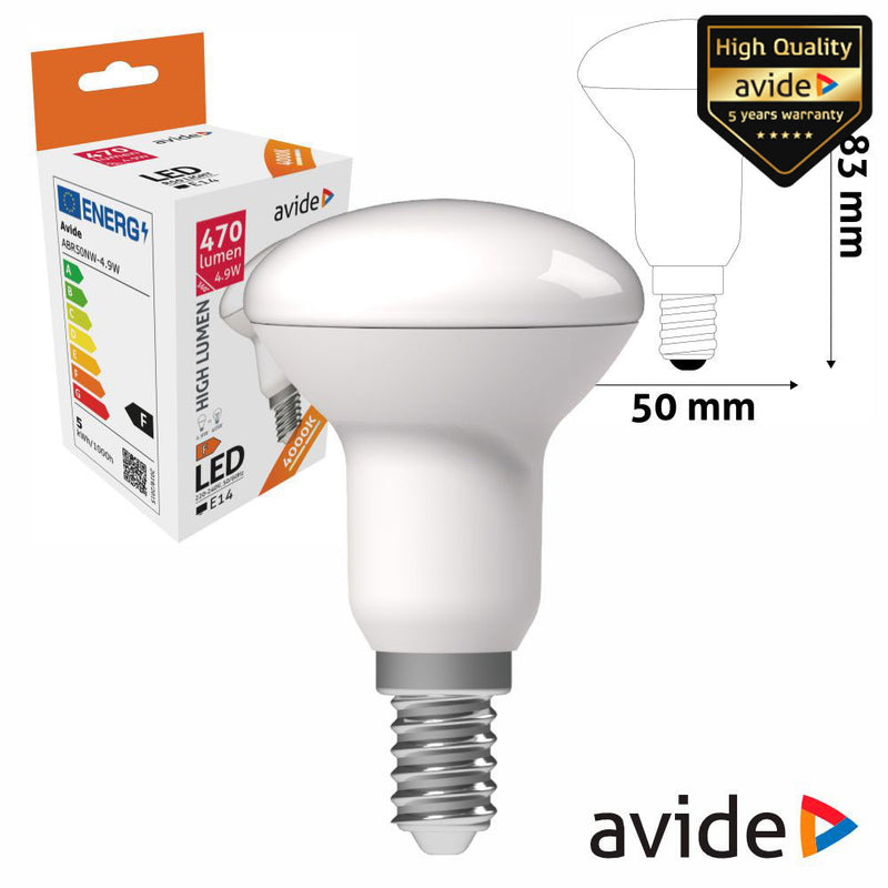 LMPADA LED E14 R50 4.9W 230V 4000K 470LM AVIDE