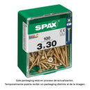 CAIXA 100 UNID. PARAFUSO MADEIRA SPAX CABEZA PLANA YELLOX 3,0X30M