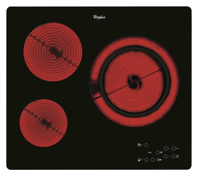 Whirlpool AKT 807/BF placa Preto Embutido Cerâmica 3 zona(s)