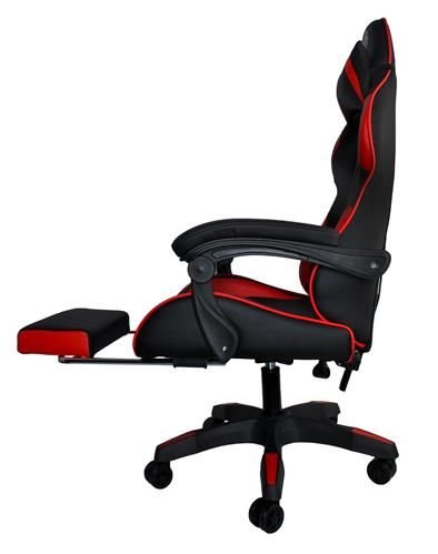 CADEIRA GAMING C/ APOIO DE PÉS PRETA / VERMELHO