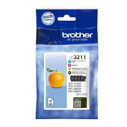 PACK DE 4 TINTEIROS BROTHER LC3211 ATÉ 200 PAGINAS CADA COR