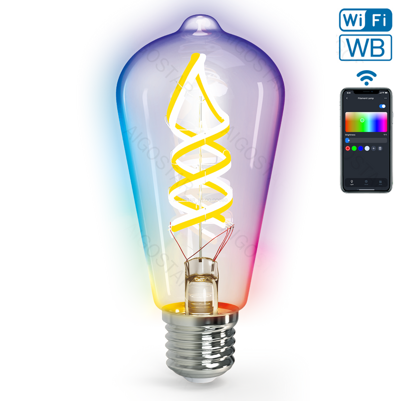 WIFI WB LÂMPADA INTELIGENTE DE FILAMENTOS ST64 E27 4.9W RGBW