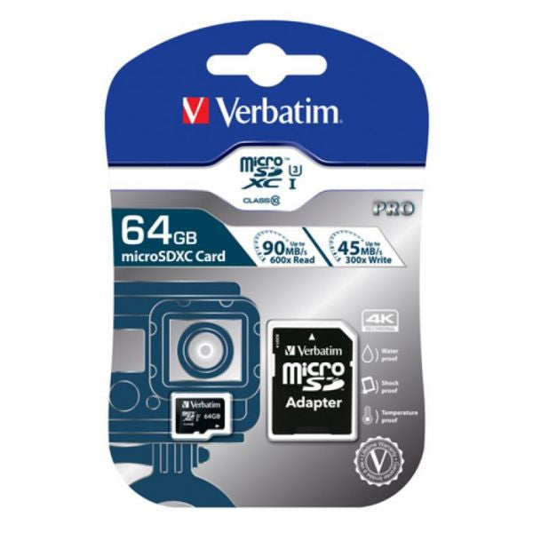 VERBATIM MICRO SD PRO SDXC 64GB CLASS 10 UH1