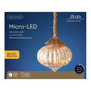ENFEITE MICROLED CEBOLA DE VIDRO PARA PENDURAR, LUZ FIXA, 15 LEDS