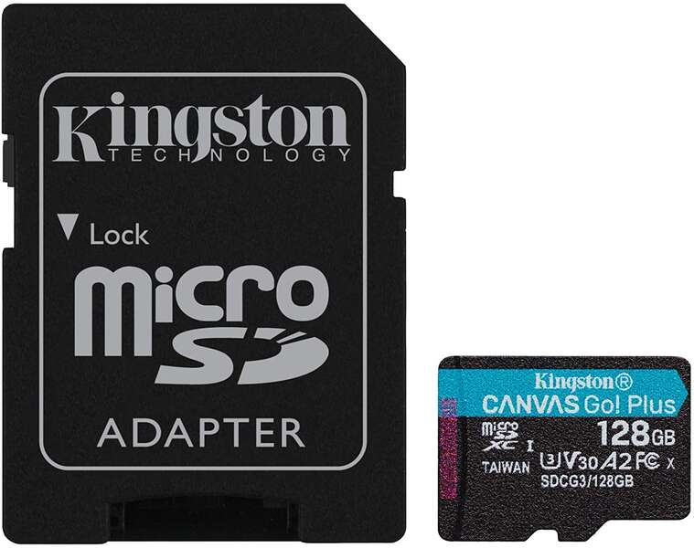 MICROSD KINGSTON CANVAS GO PLUS 128GB CLASS10 UHS-I U3 V30 A2(170