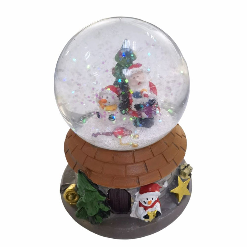 GLOBO DE NEVE COM FIGURAS DE NATAL C BATERIA LED RGB