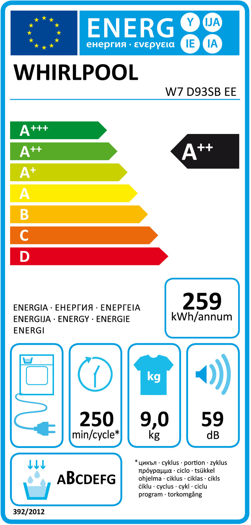 MÁQUINA DE SECAR ROUPA WHIRLPOOL W7D93SBEE 9 KG CONDENSAÇÃO BOMBA