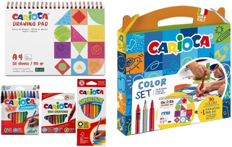 CARIOCA COLOR SET PACK CON 12 CERAS, 12 ROTULADORES Y 12 LAPICES