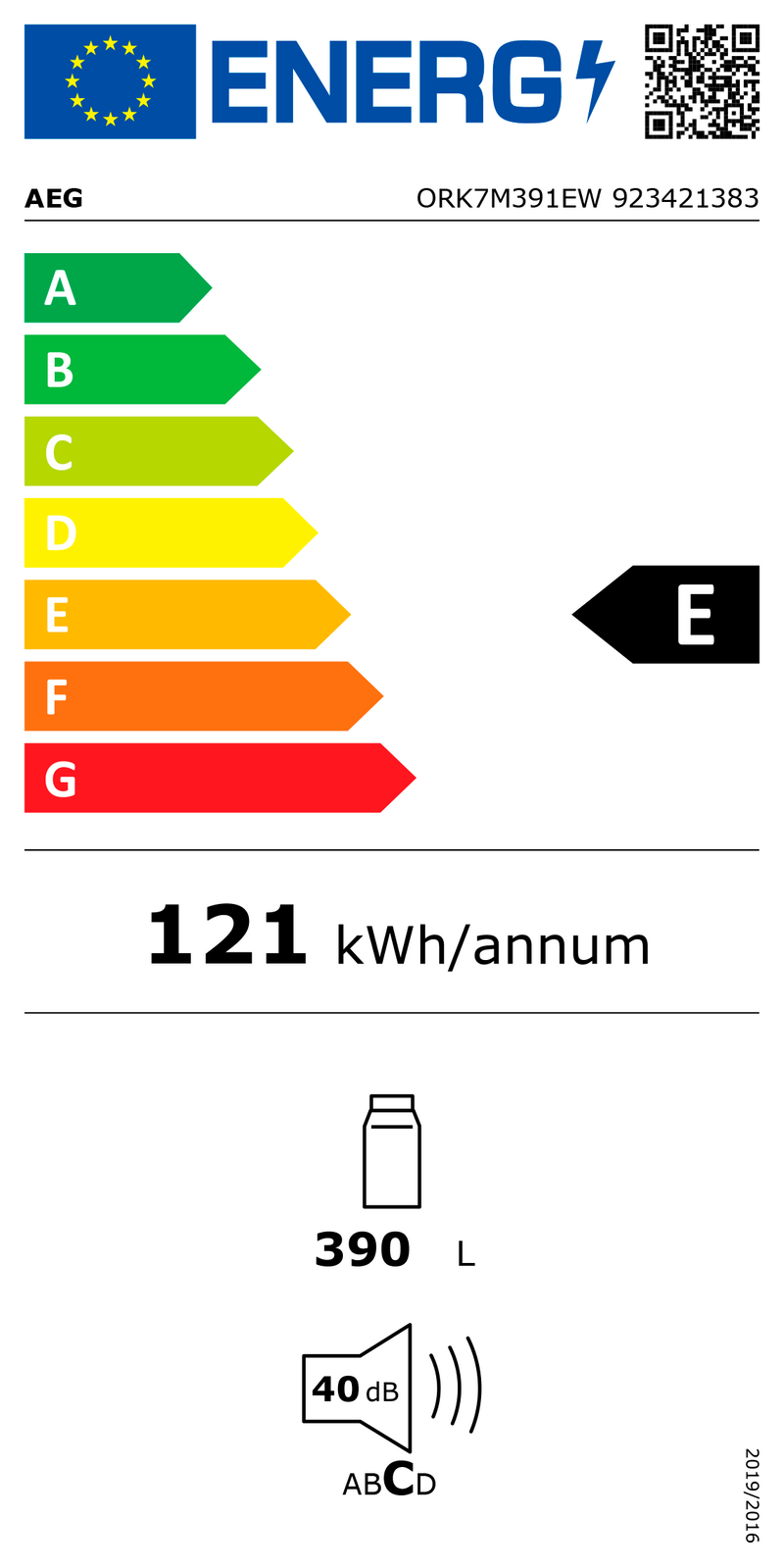 FRIGORÍFICO SEM CONGELADOR AEG ORK7M391EW 186X60 1P BRANCO