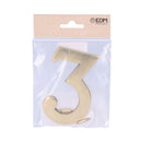 NUMERO 3 LATÃO POLIDO 10CM FIXAÇÃO INVISIVEL EDM