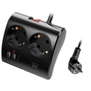 EWENT BLOCO TOMADAS DESKTOP 2X SCHUKO 1XUSB-C 2XUSB PORT 1.5MT BL
