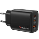 CARGADOR DE PARED GAN VERBATIM ESSENTIALS 2XUSB TIPO-C 1XUSB 65W