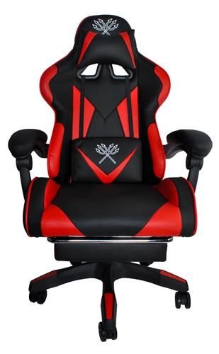 CADEIRA GAMING C/ APOIO DE PÉS PRETA / VERMELHO