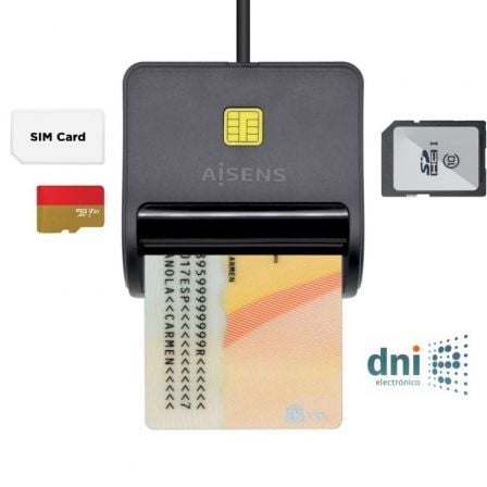 AISENS ASCR-SN02SD-BK leitor de controlo de acesso Leitor de cont