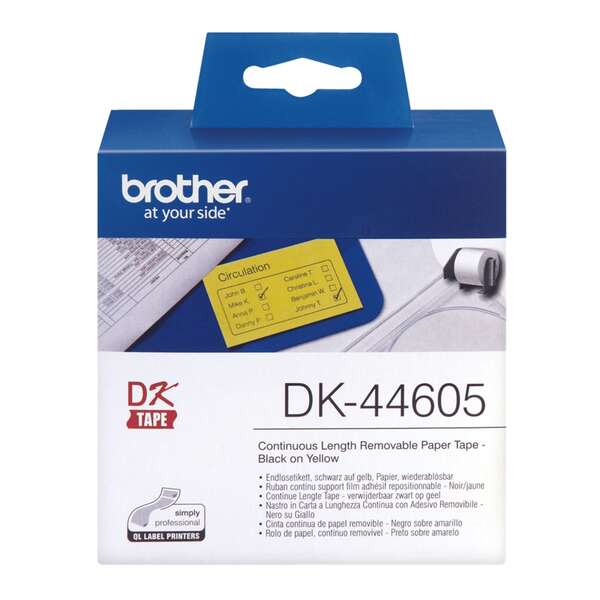 Brother DK-44605 Continuous Removable Yellow Paper Tape (62mm) Am
