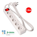 EXTENSÃO COM 5 TOMADAS T/TL 16A 2P+T TIPO F + INTERRUPTOR 1,5M Ø3