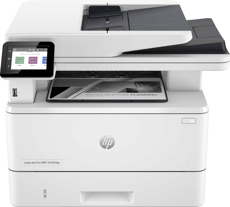 HP LaserJet Pro Multifunções 4102fdw, Preto e branco, Impressora