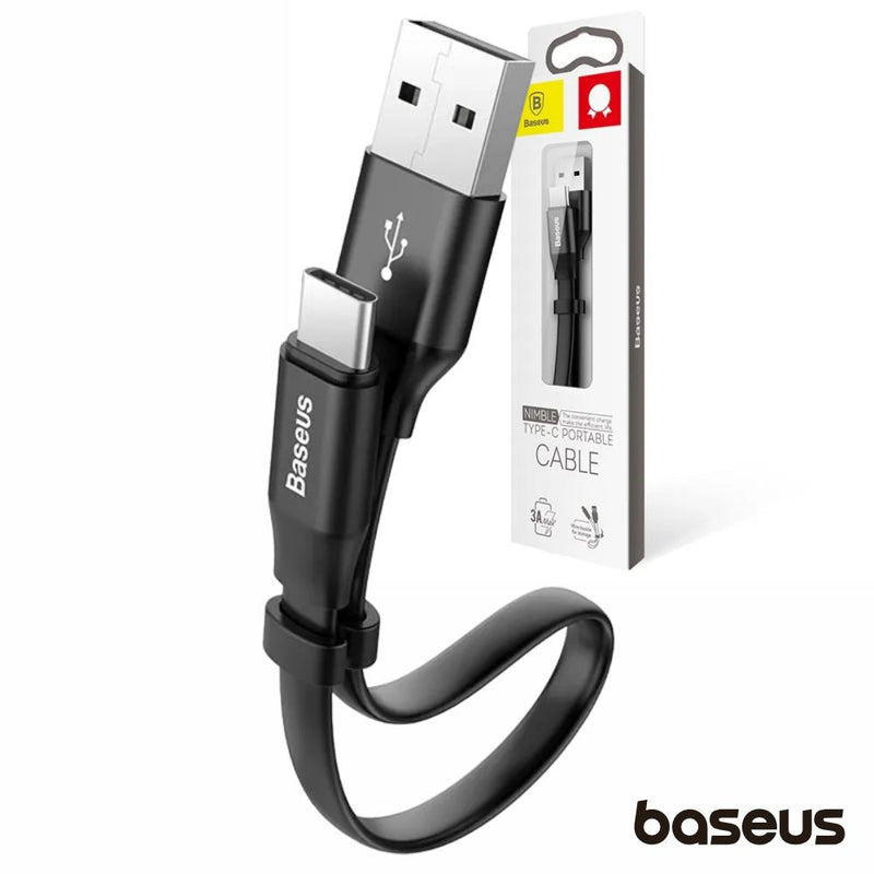 CABO FLAT USB-A MACHO P USB-C MACHO 0.23M PRETO BASEUS