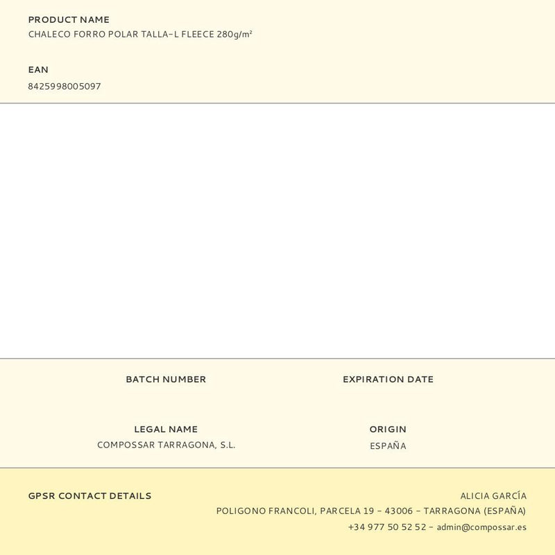 *MERCHANDISING* COLETE COM FORRO POLAR TAMANHO-L VELO 280G/M² EDM