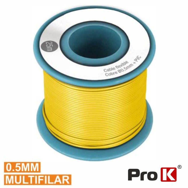 CABO MULTIFILAR AMARELO 0.5MM ROLO 25M PROK