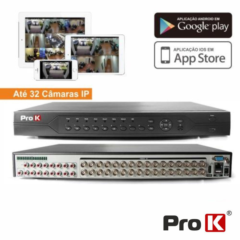 VÍDEO-GRAVADOR DIGITAL 32 CANAIS H264 ETHERNET PROK