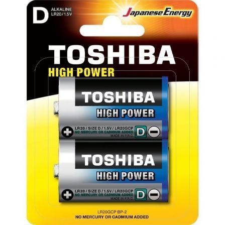 PACK DE 2 PILAS D 2 TOSHIBA LR20 1.5V ALCALINAS