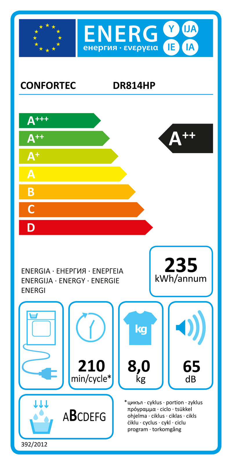 MÁQUINA DE SECAR ROUPA CONFORTEC 8KG BOMBA DE CALOR A++