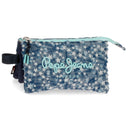 ESTOJO ESCOLAR PEPE JEANS DENIM STAR AZUL C/ ZIPER TRIPLO