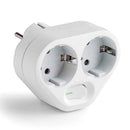 ADAPTADOR DE 2 TOMADAS 2P+T SCHUKO COM INTERRUPTOR IP20 BRANCO